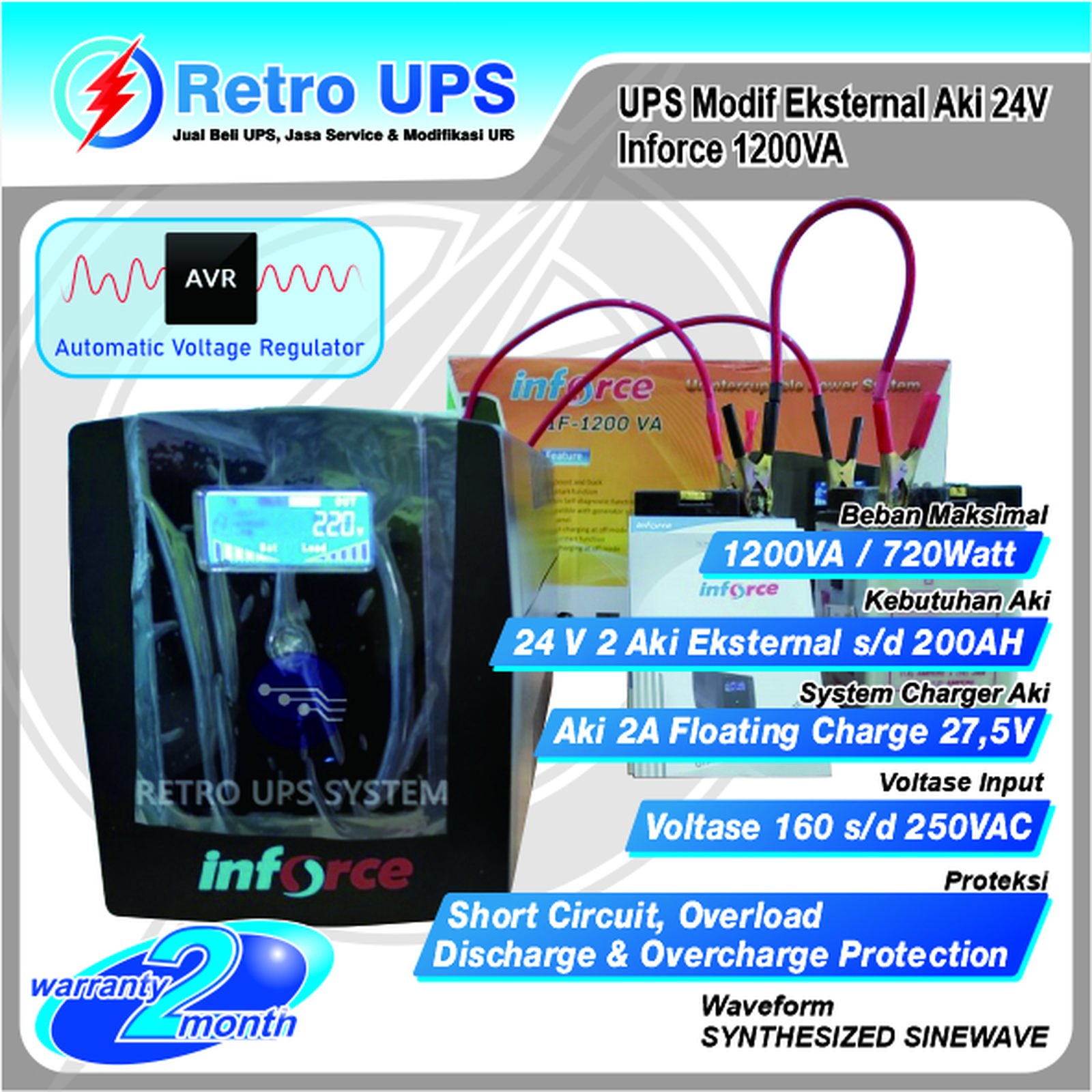 UPS Modif Modifikasi Eksternal Aki 24V Inforce 1200VA